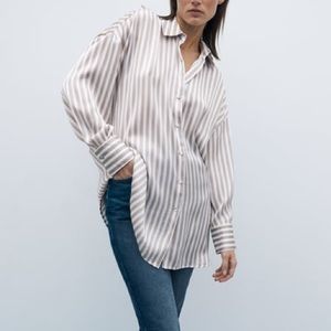 ZARA Oversized Satin-Effect Shirt